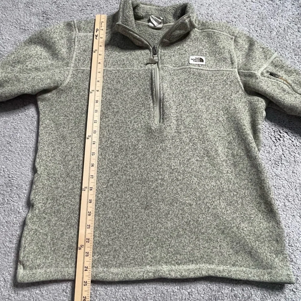 THE NORTH FACE Grey Green Fleece Jumper Medium Mens Half Zip Pullover Outerwear